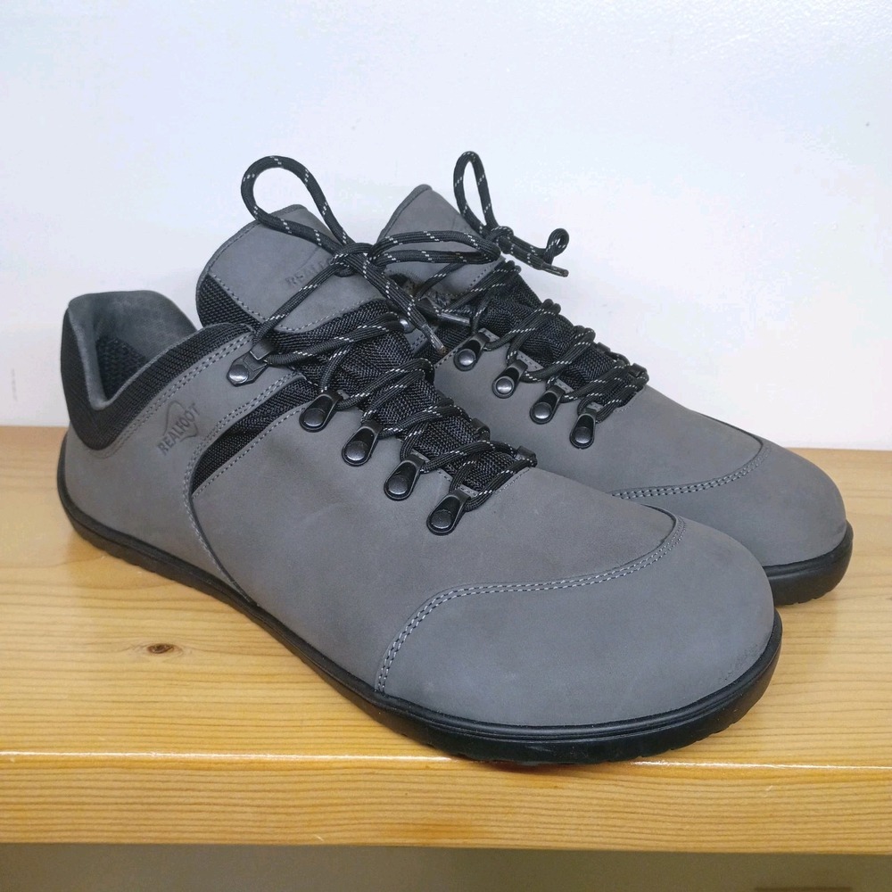 Realfoot Barefoot Shoes Mens EU 47 US 13 Wide Toe Box Minimalist Gray Lace Up